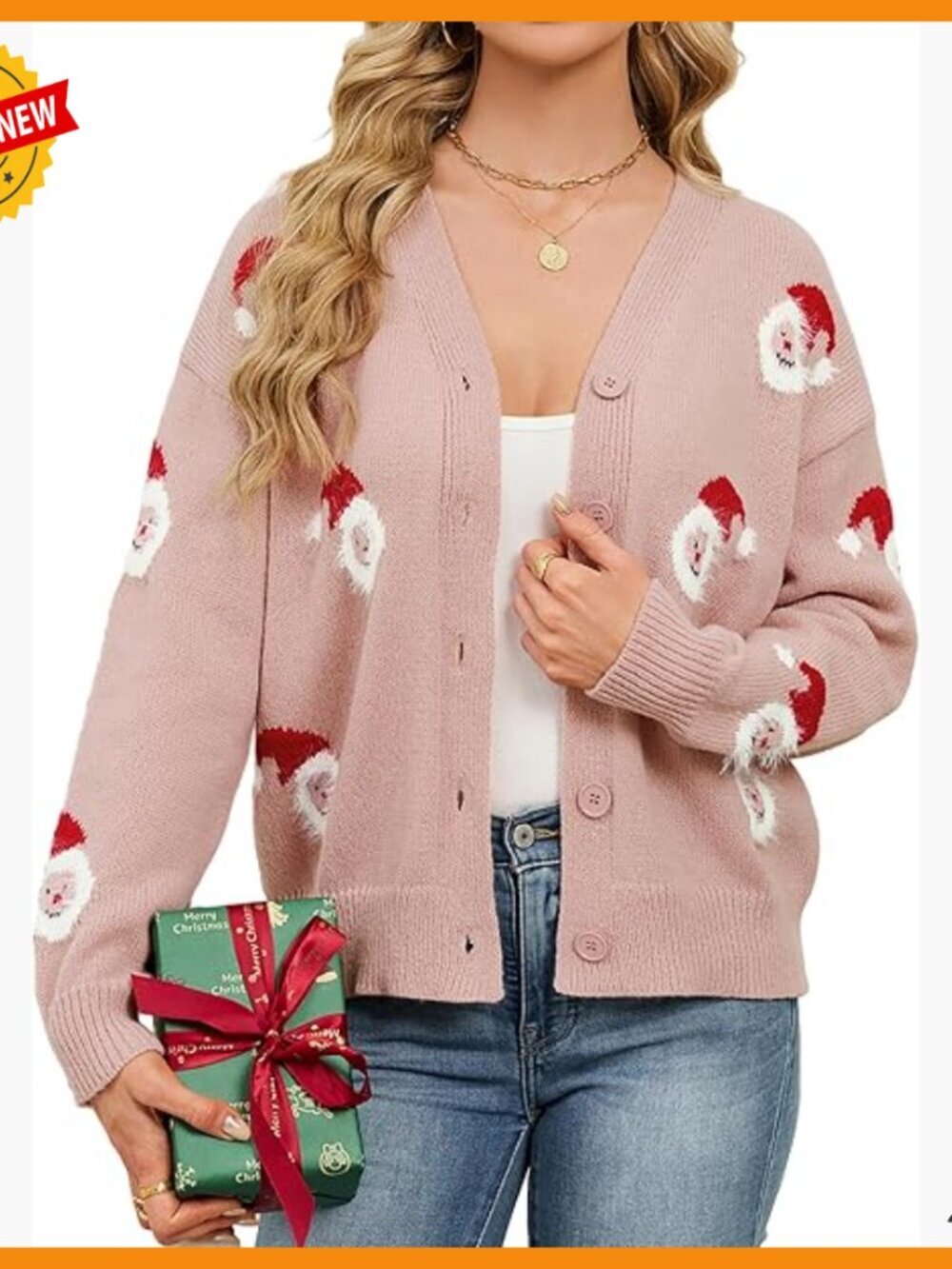 Oversized Button Front Cardigan Sweater, Festive Holiday Patterns, Cozy Winter
